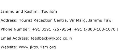 Jammu and Kashmir Tourism Address Contact Number