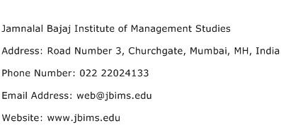 Jamnalal Bajaj Institute of Management Studies Address Contact Number