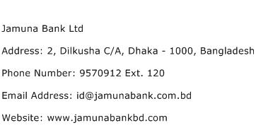 Jamuna Bank Ltd Address Contact Number