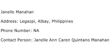 Janelle Manahan Address Contact Number