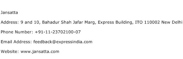 Jansatta Address Contact Number