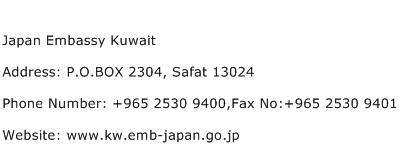 Japan Embassy Kuwait Address Contact Number