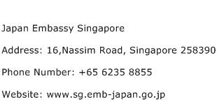 Japan Embassy Singapore Address Contact Number