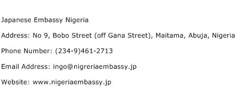 Japanese Embassy Nigeria Address Contact Number
