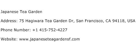 Japanese Tea Garden Address Contact Number