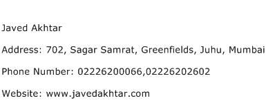 Javed Akhtar Address Contact Number