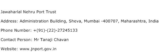 Jawaharlal Nehru Port Trust Address Contact Number