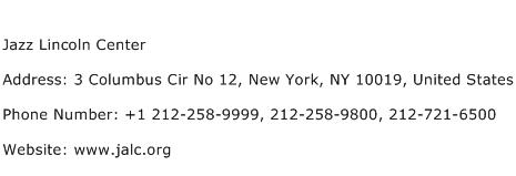 Jazz Lincoln Center Address Contact Number