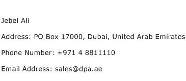 Jebel Ali Address Contact Number