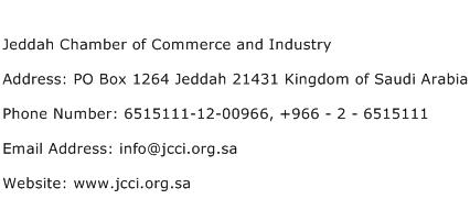 Jeddah Chamber of Commerce and Industry Address Contact Number