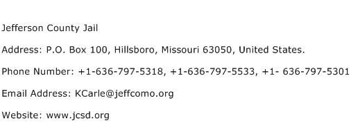 Jefferson County Jail Address Contact Number