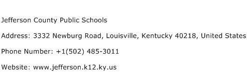 Jefferson County Public Schools Address Contact Number