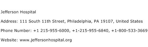 Jefferson Hospital Address Contact Number