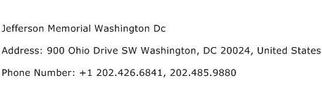 Jefferson Memorial Washington Dc Address Contact Number