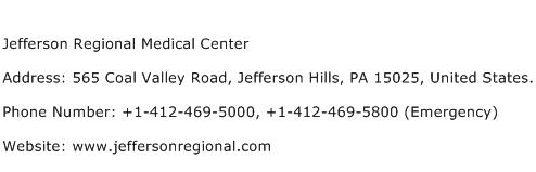 Jefferson Regional Medical Center Address Contact Number