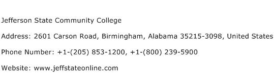 Jefferson State Community College Address Contact Number