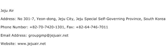 Jeju Air Address Contact Number