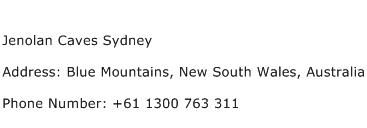 Jenolan Caves Sydney Address Contact Number