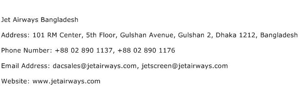 Jet Airways Bangladesh Address Contact Number