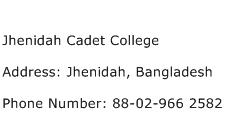 Jhenidah Cadet College Address Contact Number