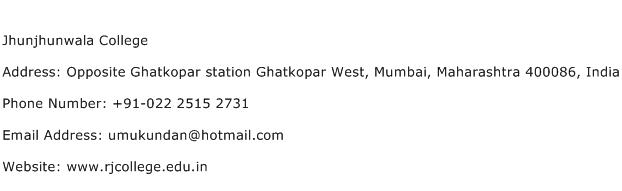 Jhunjhunwala College Address Contact Number