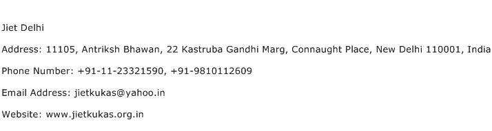 Jiet Delhi Address Contact Number