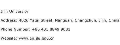 Jilin University Address Contact Number