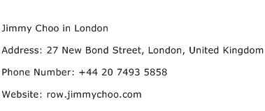 Jimmy Choo in London Address Contact Number