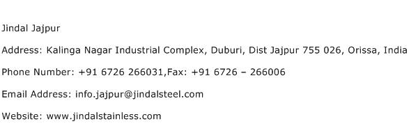 Jindal Jajpur Address Contact Number