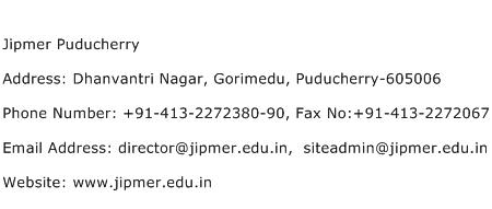 Jipmer Puducherry Address Contact Number