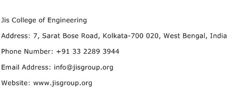 Jis College of Engineering Address Contact Number
