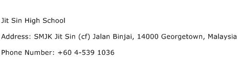 Jit Sin High School Address Contact Number