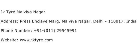 Jk Tyre Malviya Nagar Address Contact Number