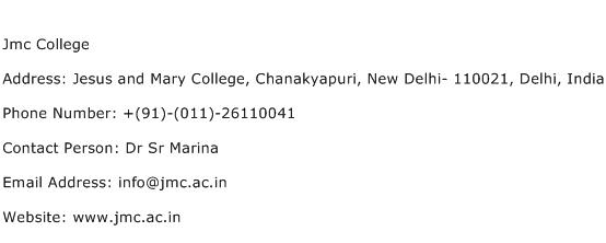 Jmc College Address Contact Number