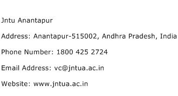 Jntu Anantapur Address Contact Number