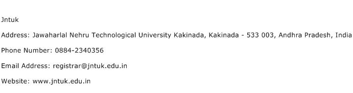 Jntuk Address Contact Number