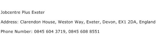 Jobcentre Plus Exeter Address Contact Number