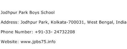 Jodhpur Park Boys School Address Contact Number
