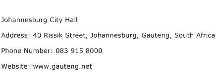 Johannesburg City Hall Address Contact Number