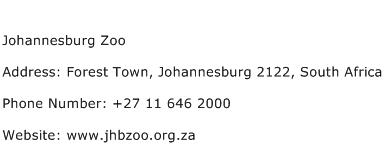 Johannesburg Zoo Address Contact Number