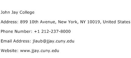 John Jay College Address Contact Number