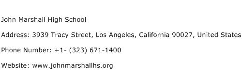 John Marshall High School Address Contact Number