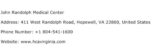 John Randolph Medical Center Address Contact Number