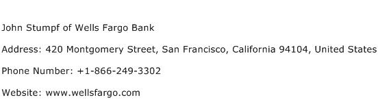 John Stumpf of Wells Fargo Bank Address Contact Number