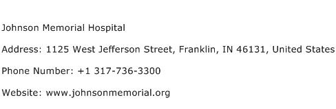 Johnson Memorial Hospital Address Contact Number