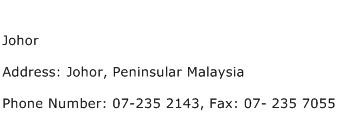 Johor Address Contact Number