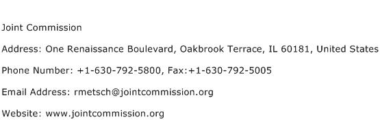 Joint Commission Address Contact Number