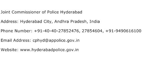 Joint Commissioner of Police Hyderabad Address Contact Number