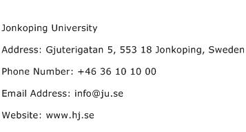 Jonkoping University Address Contact Number