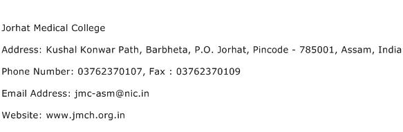Jorhat Medical College Address Contact Number